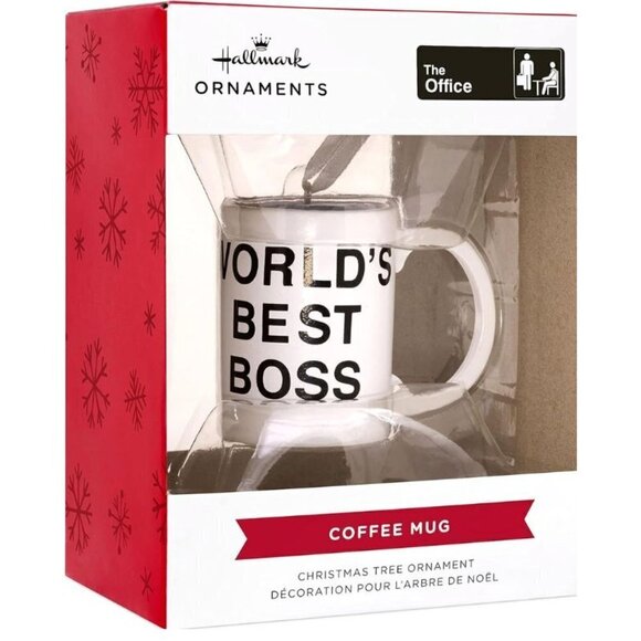 Hallmark White Dunder Mifflin World's Best Boss Coffee Mug Christmas Ornament - Picture 4 of 6